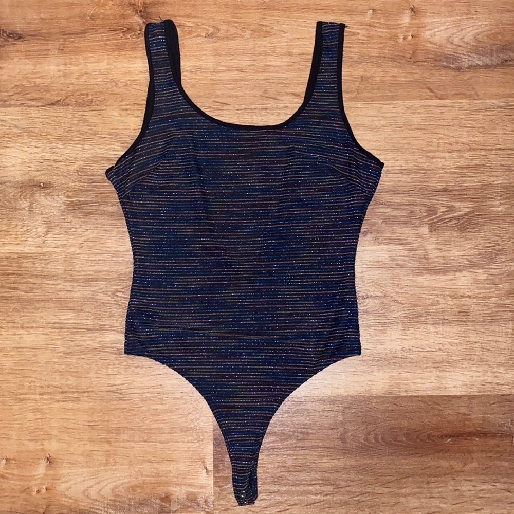 ***SOLD***Women’s Striped Rainbow and Sparkled Body Suit